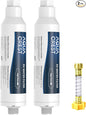AQUA CREST RV Inline Hose Water Filter, Garden and Camper, NSF Certified, Greatly Reduces Chlorine, Bad Taste, Odor, 2 Pack with Hose Protector (Package May Vary)