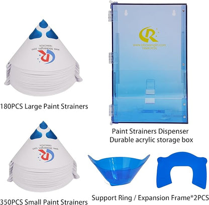 Paint Strainer Dispenser Kit System with Small Strainers 350pcs and Large Strainers 180pcs