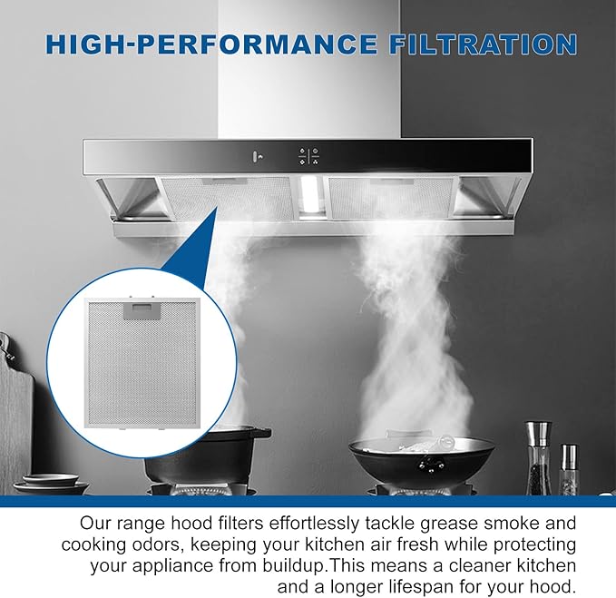 12" X 10.5" W10169961A Range Hood Filter Replacement by ENKTIK Fit for Whirlpool Stove vent filter for Kitchen Overhead Exhaust Fan Blocks Grease & Filters Oven Air (3-Pack)