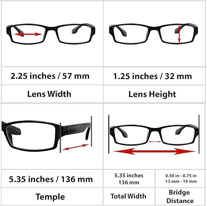 TruVision Readers Reading Glasses, Comfort Spring Hinges for Men and Women, 9501HP