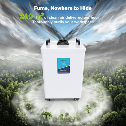 FumeClear FC-2002 Fume Extractor, 260 to 300m³/h Strong Suction, Low-Noise with 12 Filters Laser Fume Extractor for S1, D1 Pro 10W to 20W Laser Engraver Soldering Smoke Extractor