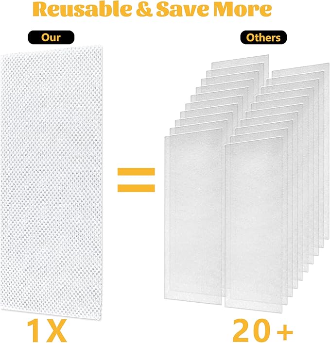GCGOODS 15 Pcs 4" x 12" Air Filters for Home, Reusable & Washable, 3 Layers Register Vent Filters for Indoor Grille Filtration, Reduce Dander, Dirt, Dust and Pollen, Floor Vent Filters, White