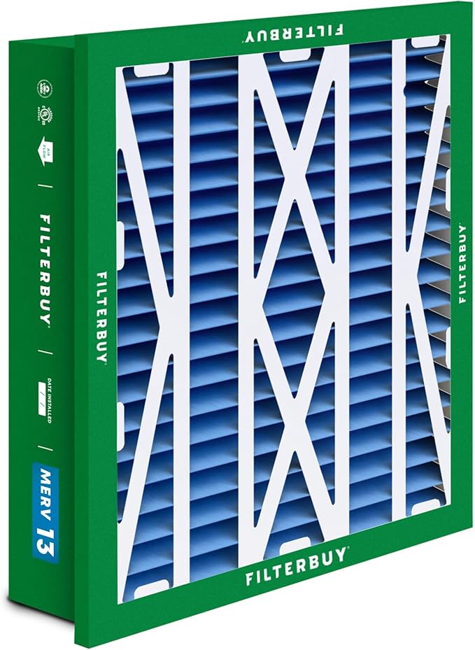 Filterbuy 24x24x5 Air Filter MERV 13 Optimal Smoke & Allergy Defense (3-Pack), Electrostatic Pleated HVAC AC Furnace Filters Replacement for Honeywell Return Grille (Actual Size: 22.38 x 22.38 x 4.38)