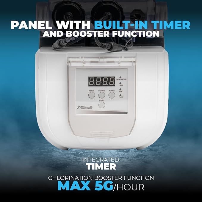 XtremepowerUS Above Ground Pool Salt Water System, Saltwater Chlorinator Built-in Timer for Above Ground Swimming Pool up to 15,000 Gallons with E.C.O. Salt Cell Genertaor