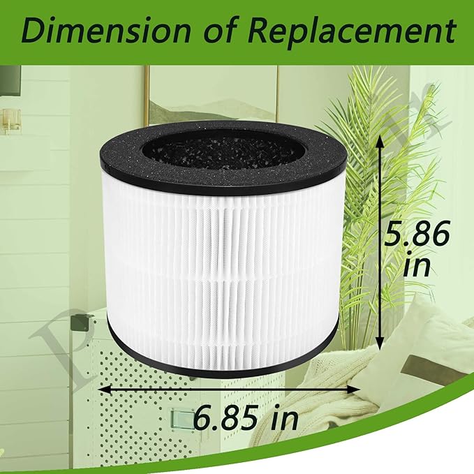 H08 Replacement Filter Compatible with Himox H08 H08P Air Purifier, 3-Stage Filtration H13 HEPA and Activated Carbon, Part # H08P (H08), 2 Pack