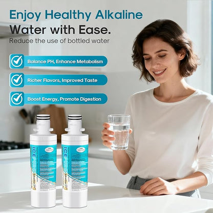 ICEPURE Alkaline LT1000PC Refrigerator Water Filter and Air Filter Replacement for LG LT1000P/PC/PCS, Kenmore 9980, ADQ74793501 ADQ74793502 ADQ747935 MDJ64844601 LMXS28626S LT1000, Enhances PH, 2Combo