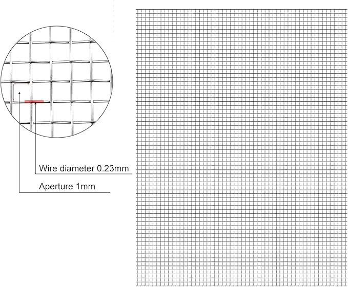 Stainless Steel Woven Wire Mesh, 304 Metal Mesh Sheet, 16 Mesh, Anti-Rust & Tear-Resistant, Vent, Filter, Garden Rodent Guard, Insect Screen, Easy to Cut (Silver 1.2x4m)