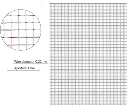 Stainless Steel Woven Wire Mesh, 304 Metal Mesh Sheet, 16 Mesh, Anti-Rust & Tear-Resistant, Vent, Filter, Garden Rodent Guard, Insect Screen, Easy to Cut (Silver 1.2x4m)