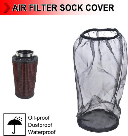 Universal 9 Inch Air Filter Cover, Air Intake Filter Sock Cover, Motorcycle Waterproof Air Filter Rain Sock Dustproof Protective Cover (Filter L), Pack of 6