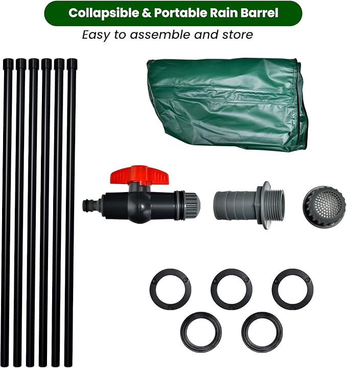 Goplus 53 Gallon Collapsible Rain Barrel, Portable Rain Barrels to Collect Rainwater from Gutter, Rainwater Collection System, Water Storage Tank Catcher Container with Filter Spigot