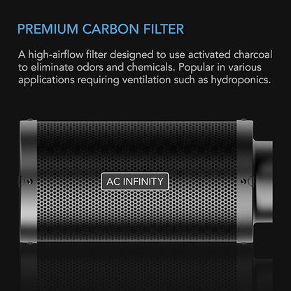 AC Infinity Air Carbon Filter 10" with Premium Australian Virgin Charcoal, for Inline Duct Fan, Odor Control, Hydroponics, Grow Rooms