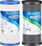 PUREPLUS 5 Micron 4.5"x10" Whole House Water Filter Combo Kit with Grooved Sediment and Activated Carbon Block Filter, Replacement for AP810, AP811, WFHDC8001, CB-BB-10, FXHTC, GXWH40L, 1PACK