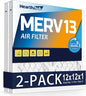 12×12×1 MERV 13 Furnace Air Filters - HVAC/Furnace AC Filter Replacement (Actual Size 11.75x11.75x0.75) - Pleated Dust Defense Air Conditioner Filters for Home Office (2 Pack)