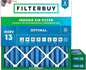 Filterbuy 12x12x2 Air Filter MERV 13 Optimal Smoke & Allergy Defense (3-Pack), Electrostatic Pleated HVAC AC Furnace Filters Replacement, Made in USA (Actual Size: 11.50 x 11.50 x 1.75)