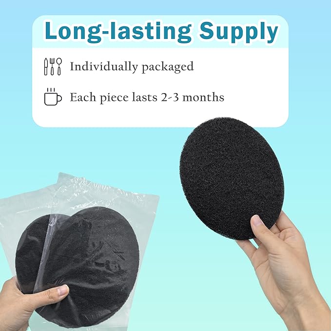 NewKe 6 Pack Natural Charcoal Filter Refills for Chef'n 401-420-120 EcoCrock Counter Compost Bin, Compost Bucket in Indoor, Oval-Shaped Charcoal Filters, Approx 6-1/2 x 5 in 3/8 in Thick