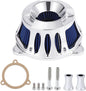 Motorcycle Air Filter Kit CNC Air Cleaner Intake Turbine System Fit for Harley Touring Street Glide Road King Trike 2008-2016, Softail 2016-2017 (C-Chromed Silver)