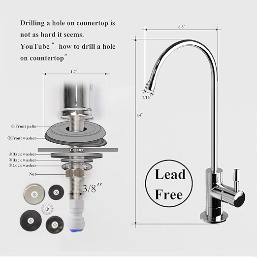Geekpure 6-Stage Reverse Osmosis RO Drinking Water Filter System with DI Filter TDS to 0-75 GPD