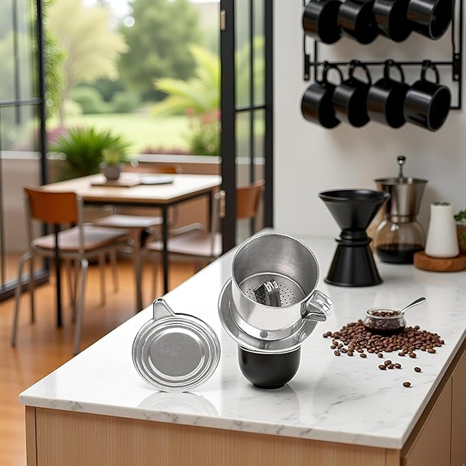 2 Sets Vietnamese Coffee Filter Stainless Steel Coffee Pot Drip Infuse Cup Brewing Teapot No Need Paper Drip Coffee Pot Machine Filter Attractive processing