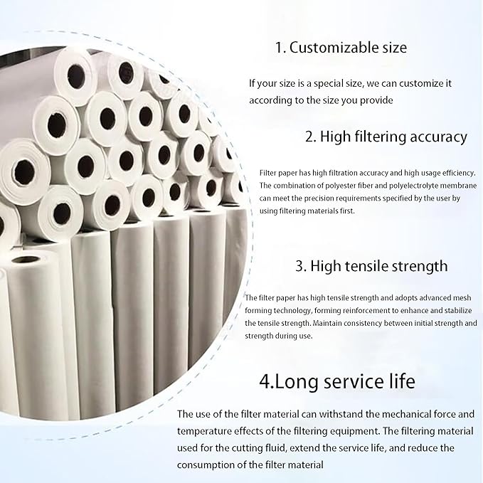 Cutting Fluid Filter Paper, coolant Filter Paper, Emulsion Filter Paper, Mixed Fiber, Suitable for Industrial Oil Filtration (50cmX100m)(Size:1 Volume)