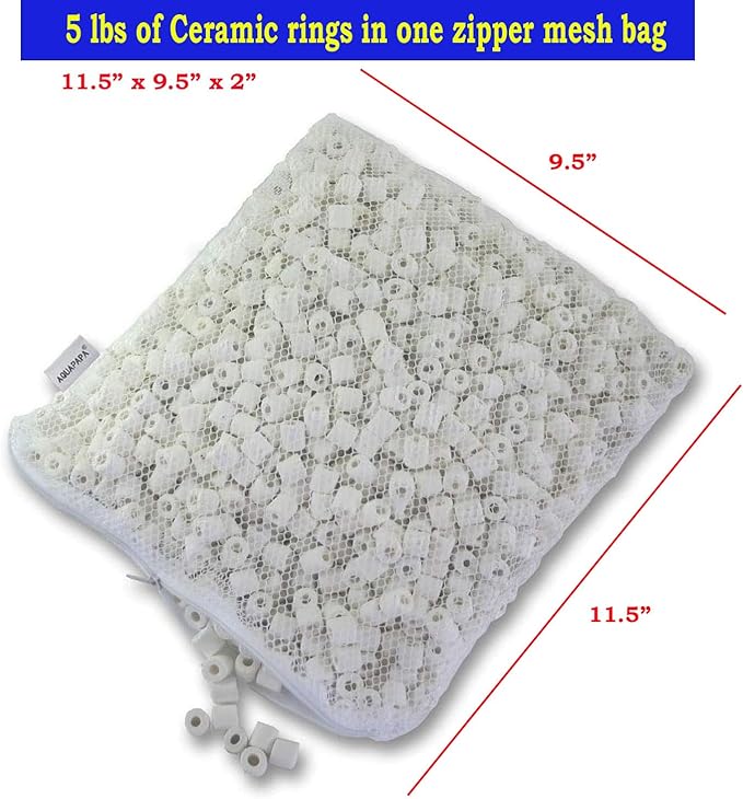 AQUACITY Premier Bulk Bio Ceramic Rings Filter Media for Aquarium Koi Fish Pond Reef Filter (10 Lbs)