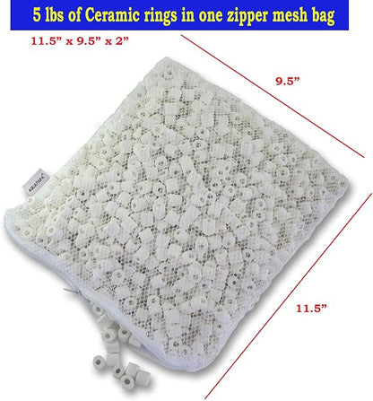 AQUACITY Premier Bulk Bio Ceramic Rings Filter Media for Aquarium Koi Fish Pond Reef Filter (10 Lbs)