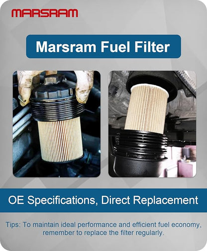 Marsram 6.7 Cummins Fuel Filter Water Separator Set fits for 2019 2020 2021 2022 2023 2024 Dodge Ram 2500 3500 4500 5500 6.7L Cummins Diesel Turbo Engines, Replace 68157291AA 68436631AA