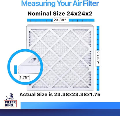 Filter King 24x24x2 Air Filter | 4-PACK | MERV 8 HVAC Pleated A/C Furnace Filters | MADE IN USA | Actual Size: 23.5 x 23.5 x .75"