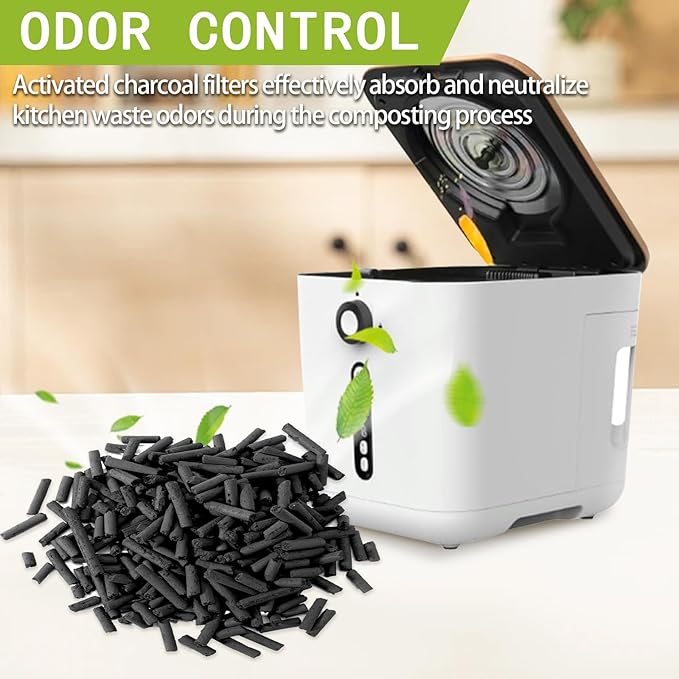 2-Pack (2 Lbs) Odor Absorbing Activated Charcoal Filter Refills for Lomi Electric Countertop Composter - 12-Month Supply, Replacement Filters Compatible with Lomi Smart Waste Kitchen Composter