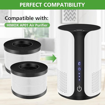 AP01 Filter Only Compatible with Himox AP01(H01) Air Purifi-er, High-Efficiency 3-Stage Filtration for Himox AP01 Replacement Filter, 2 Pack