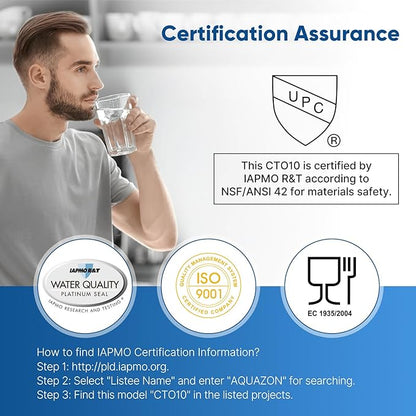 1 Micron 2.5" x 10" Whole House CTO Carbon Water Filter Cartridge Replacement for Under Sink Water Filter System, Dupont WFPFC8002, WFPFC9001, FXWTC, SCWH-5, WHEF-WHWC, WHCF-WHWC, AMZN-SCWH-5, 4Pack
