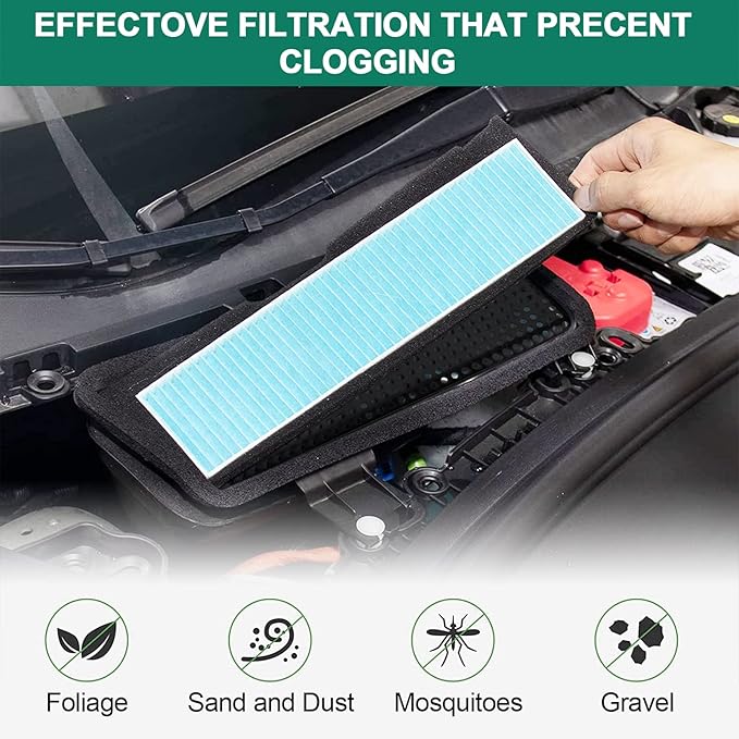 2PCS Air Intake Grille Cover + Air Intake HEPA Filter Compatible with Tesla Model 3 2023 2022 2021 Air Inlet Vent Covers A/C Internal Filter Vehicle Replacement External Accessories