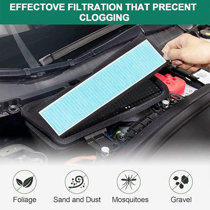 2PCS Air Intake Grille Cover + Air Intake HEPA Filter Compatible with Tesla Model 3 2023 2022 2021 Air Inlet Vent Covers A/C Internal Filter Vehicle Replacement External Accessories