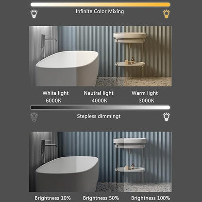 Bathroom Mirror with 3 Colour LED Lights, Wall Mounted Bathroom Vanity Mirror, Demister Heat Pad/Dimming Function/Touch Switch Smart Mirror(A,31.4" x28.3/80x72cm)