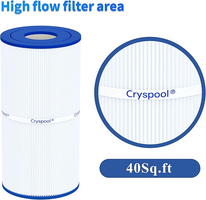 Cryspool® 07033 Filter Compatible with CX410RE, Easy Clear Filter C400, C-7442, PA40, FC-1228, 40 Sq. Ft Pool Filter Cartridge, 1 Pack