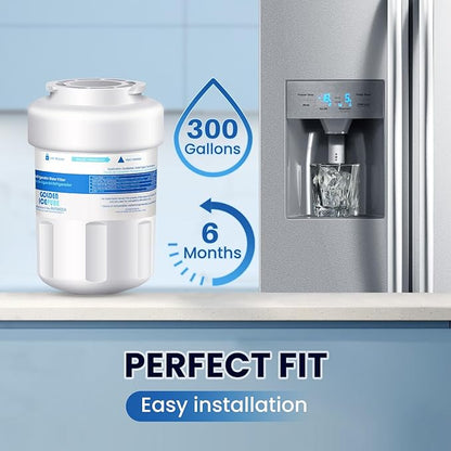 GOLDEN ICEPURE RWF0600A Refrigerator Water Filter Replacement for GE SmartWater MWFA, GWF, GWFA, FMG-1, WFC1201, GSE25GSHECSS, PC75009, 197D6321P006, Kenmore 9991, PC83879, 4PACK