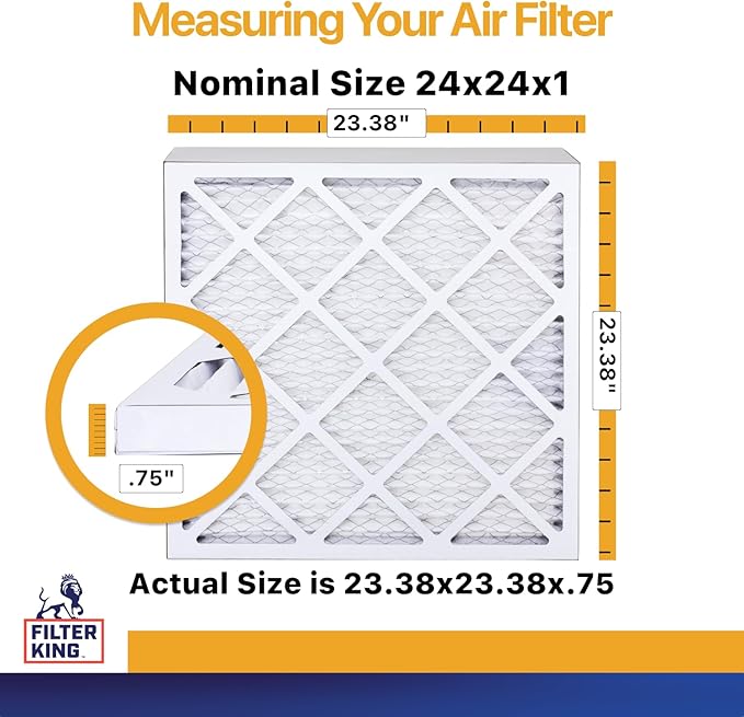 Filter King 24x24x1 Air Filter | 4-PACK | MERV 13 HVAC Pleated A/C Furnace Filters | MADE IN USA | Actual Size: 23.5 x 23.5 x .75"
