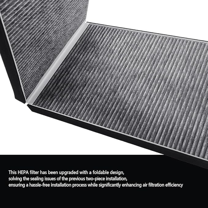 Foldable HEPA Air Intake Filter Fit for Tesla Model X 2015-2020, Upgrade Cabin Air Filter with Activated Charcoal Replace 1045566-00-H 1045566-00-G 104556600H
