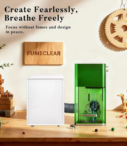 FumeClear FC-2001X Fume Extractor for Laser Engraver 3 Powerful Suction HEPA H13 Filter for 99.97% High-filtration Low-noise LED Signal Smoke Absorber Remover for F1, K10, L2, M1, P1, etc. White
