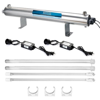Bluonics 110W UV Water Ultraviolet 24GPM Plus Sediment and Carbon Well Water Purifier System Size 4.5" X 20" Filters for Large Home and Commercial
