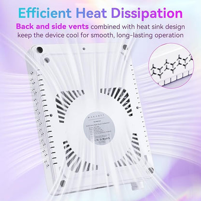 Makartt Nail Dust Collector - Rechargeable Ultra Thin Portable Dust Collector DUSTINA with Digital Display Silicone Wrist Rest and Reusable Filter for Nail Tech Acrylic Gel Polishing