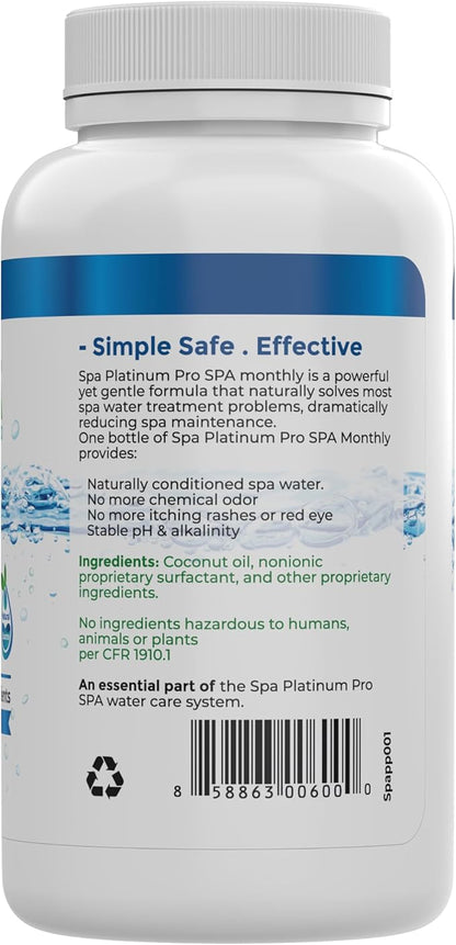 Spa Platinum Pro Hot Tub Water Clarifier, Spa Water Clarifier for Hot Tub For Crystal Clear Water, Fast Acting All Natural Compounds Hot Tub Clarifier to Keep Spa Clear & Balanced for 1 Month 8 Oz