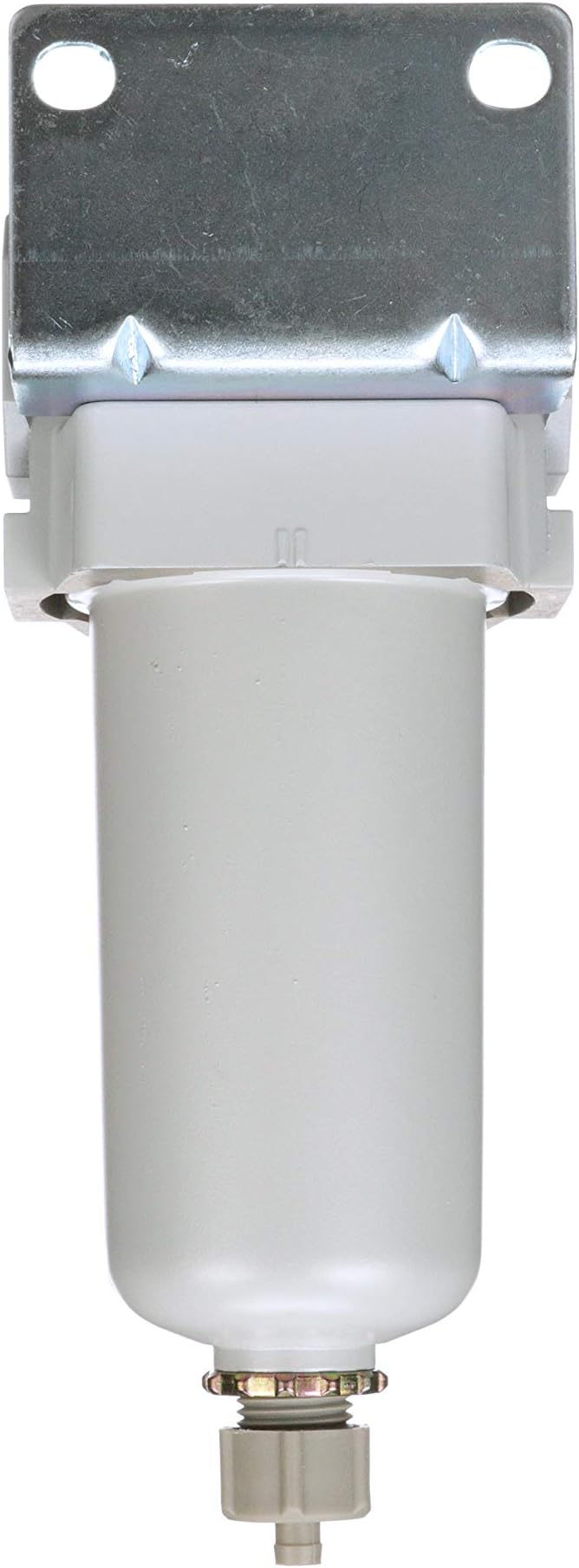 PneumaticPlus SAFD400-N04B-MEP Compressed Air Coalescing Filter, 0.01 Micron 1/2" NPT - Metal Bowl, Manual Drain, Bracket