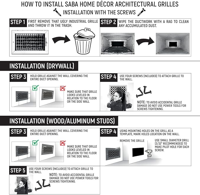 SABA Home Decor Air Vent Cover Grille - Acrylic Plexiglass 2" Round Duct Opening (4" Round Overall) White Finish Registers for Walls and Ceilings NOT for Floor USE, Charlotte (2, 4" Round Screws)