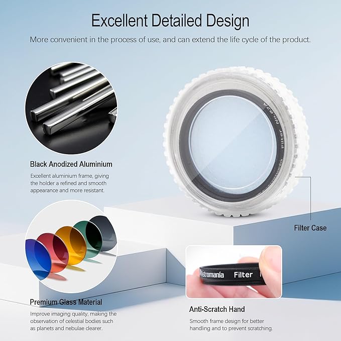 Astromania Telescope Filter 2 Inch - #82A Blue, Planetary Filter for Astronomy Telescope & Eyepiece, Telescope Color Filter for Enhancing Contrast in Lunar Planetary Observation