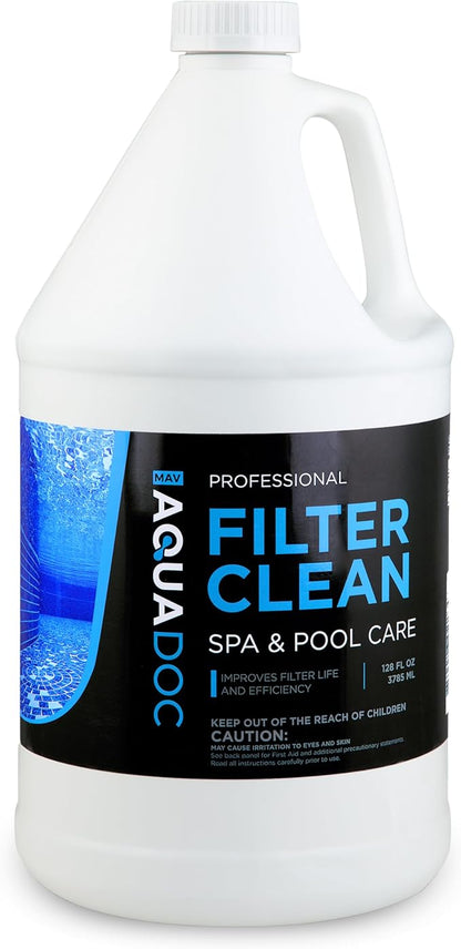 Hot Tub Filter Cleaner Soak, Pool Filter Cleaner & Pool Cartridge Cleaner - Spa Filter Cleaner Soak & Spa Filter Cleaning Solution for HotTub Cartridges. Easy to Use Filter Degreaser - AquaDoc Gal