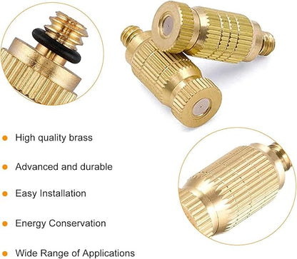 20pcs High Pressure Atomizer Nozzle Brass Misting Nozzles for Outdoor Cooling System, Landscaping, Greenhouse Irrigation, Air Humidification, Anti-Drip Fogging Spray Head(0.02"/0.5mm)