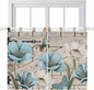 Teal Blue Tulips Bedroom Curtains 63 Inch Length, Window Curtains Tab Top, Spring Floral Barn Doors Vintage Wood Beige Light Filtering Window Treatments Drapes 42"x63" 2 Panel