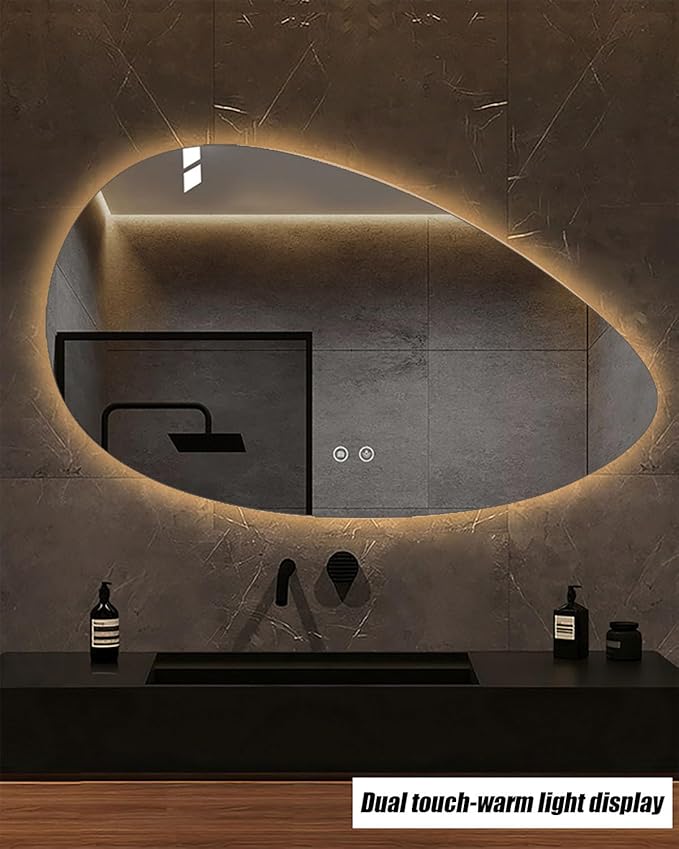 JSLJDM 500X500 mm Illuminated Backlit LED Bathroom Mirror, Wall Mounted Multifunction Bathroom Vanity Mirror with Lights and Demister Pad, Energy-Saving Illuminated Smart Mirror