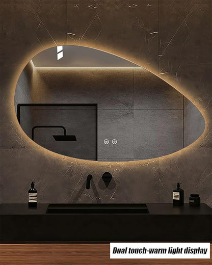 JSLJDM 500X500 mm Illuminated Backlit LED Bathroom Mirror, Wall Mounted Multifunction Bathroom Vanity Mirror with Lights and Demister Pad, Energy-Saving Illuminated Smart Mirror