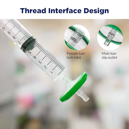 Membrane Solutions 100 Pack Syringe Filter Sterile PES Hydrophilic Filtration 0.22um Pore Size, 33mm Membrane Diameter Sterile PES Membrane Individually Packed